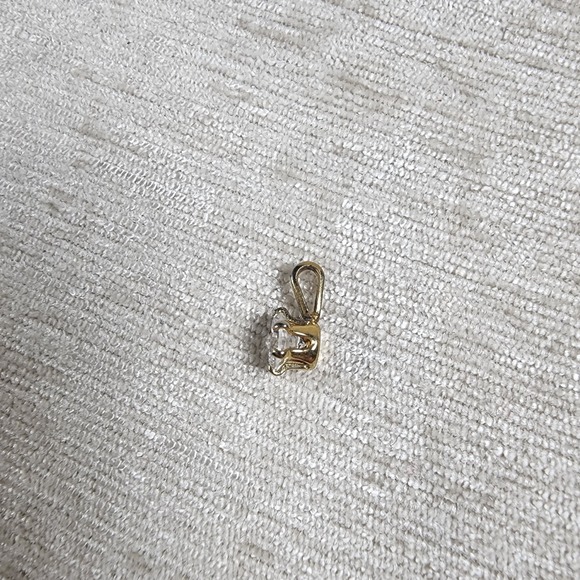 Dainty CZ Diamond Solitaire Pendant for Women 14K Gold Plated Single - Picture 2 of 5